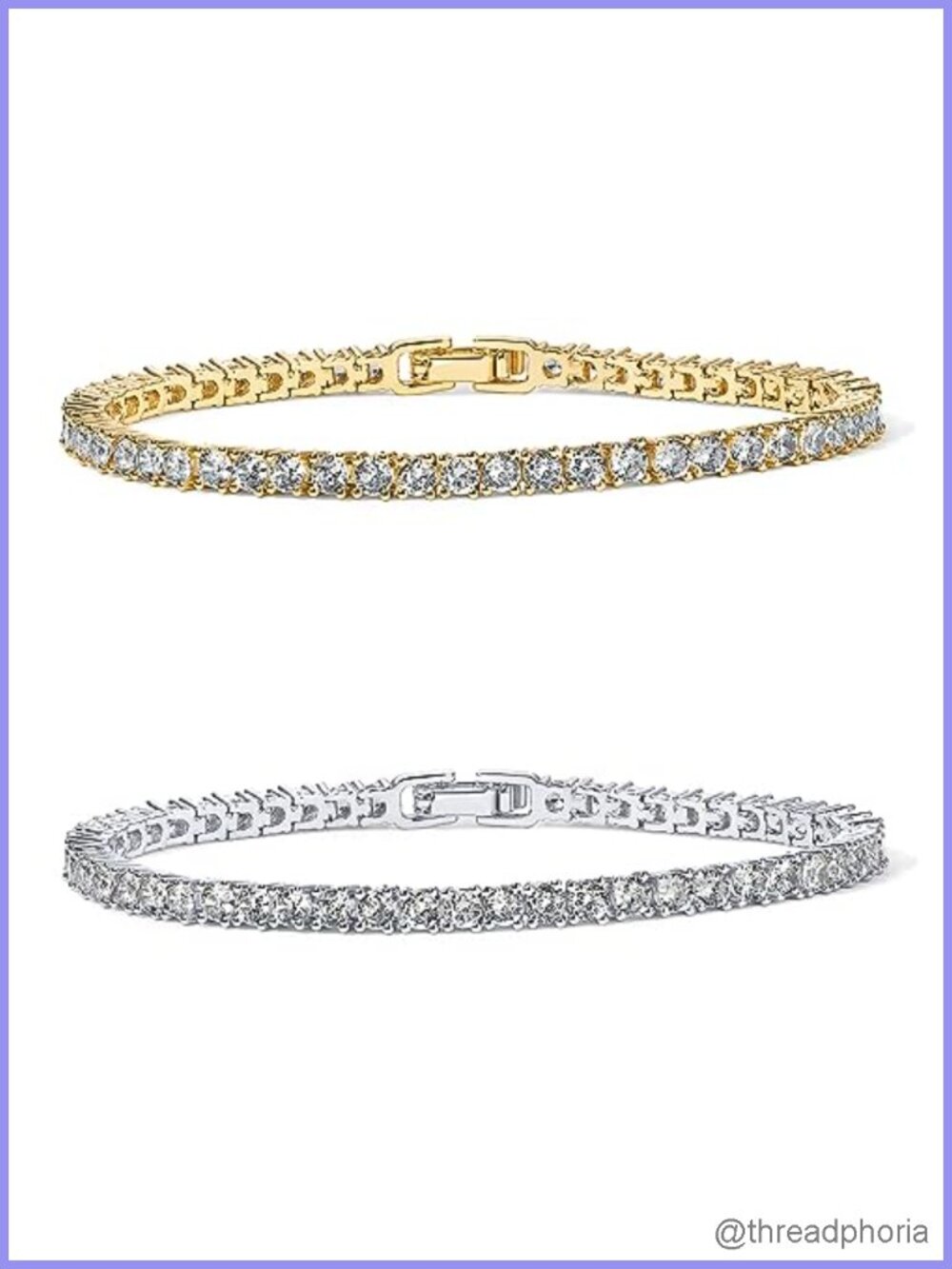 14K Gold Plated 3mm Cubic Zirconia Tennis Bracelet Gold Bracelet for Women